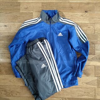 アディダス(adidas)のウインドブレーカー セットアップ 150サイズ ブルー × グレー(その他)