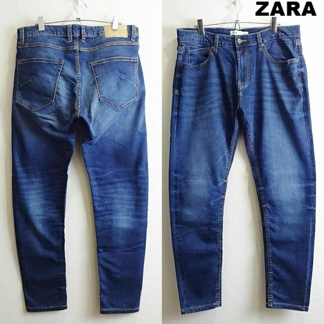 ZARA(ザラ)の良品★　ZARA MAN　スリムテーパードデニム　W88cm　強ストレッチ　藍青 メンズのパンツ(デニム/ジーンズ)の商品写真