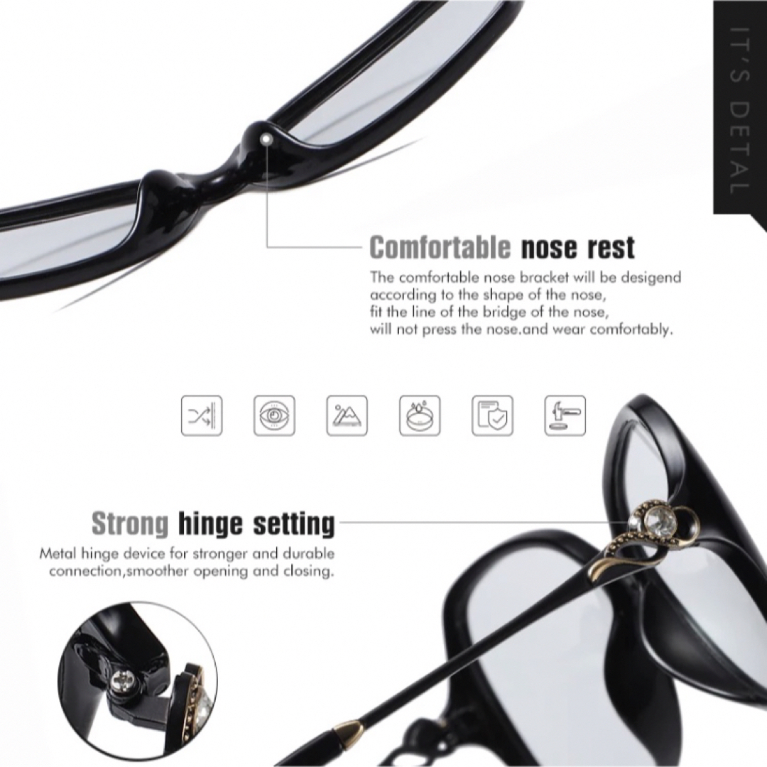レディースサングラス　偏光調光UV400  シャンパン レディースのファッション小物(サングラス/メガネ)の商品写真