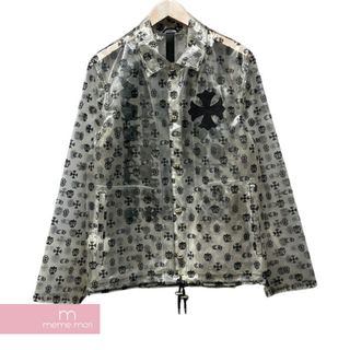 クロムハーツ(Chrome Hearts)のCHROME HEARTS PVC Jacket クロムハーツ PVCジャケット クロスパッチ クロスボール ダガージップ レザーパッチ バックロゴ 総柄 クリア×ブラック サイズM 【240110】【中古-C】【me04】(その他)