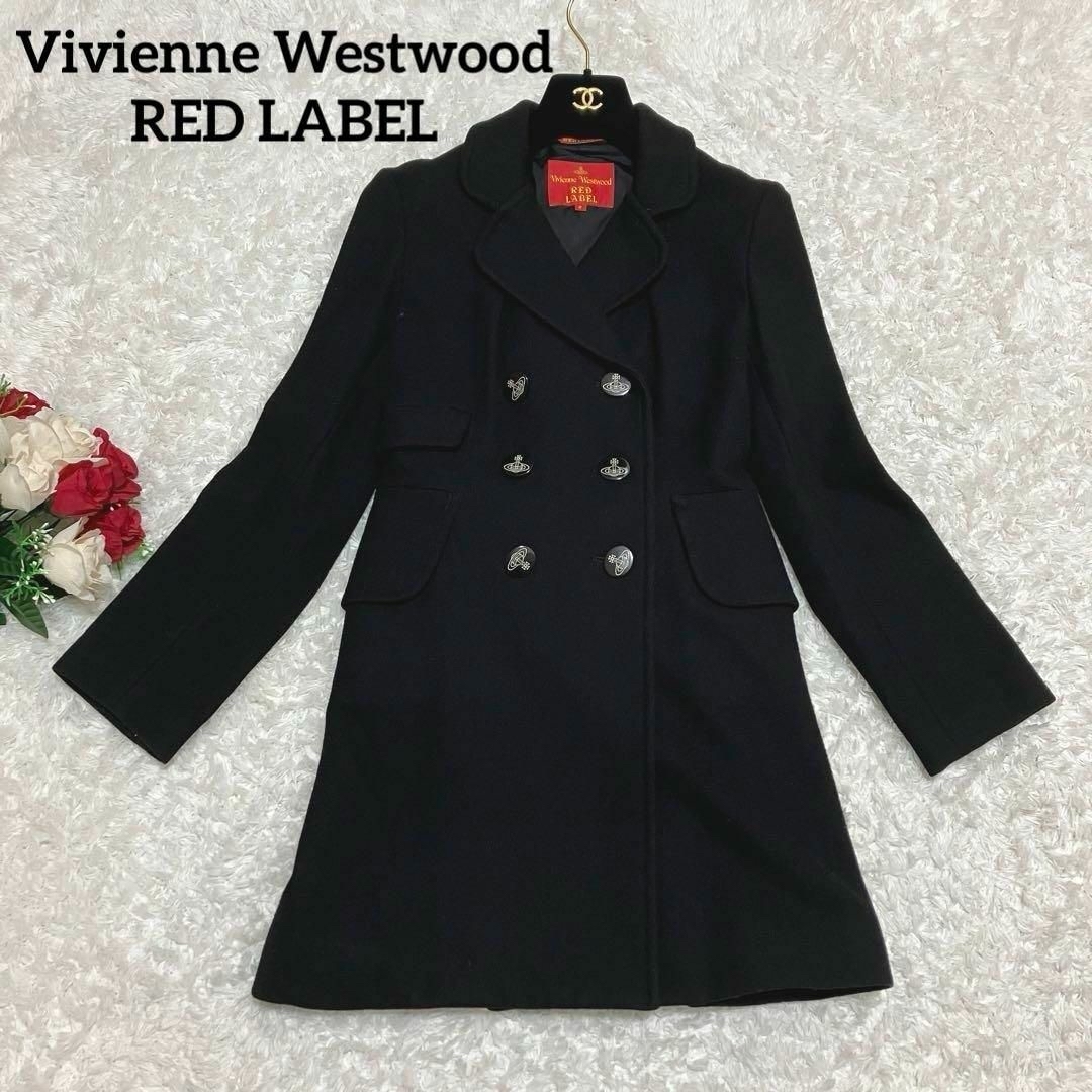 Vivienne Westwood(ヴィヴィアンウエストウッド)の【初期】オリゾンティタグ ヴィヴィアンウエストウッド ダブルコート オーブ　黒2 レディースのジャケット/アウター(チェスターコート)の商品写真