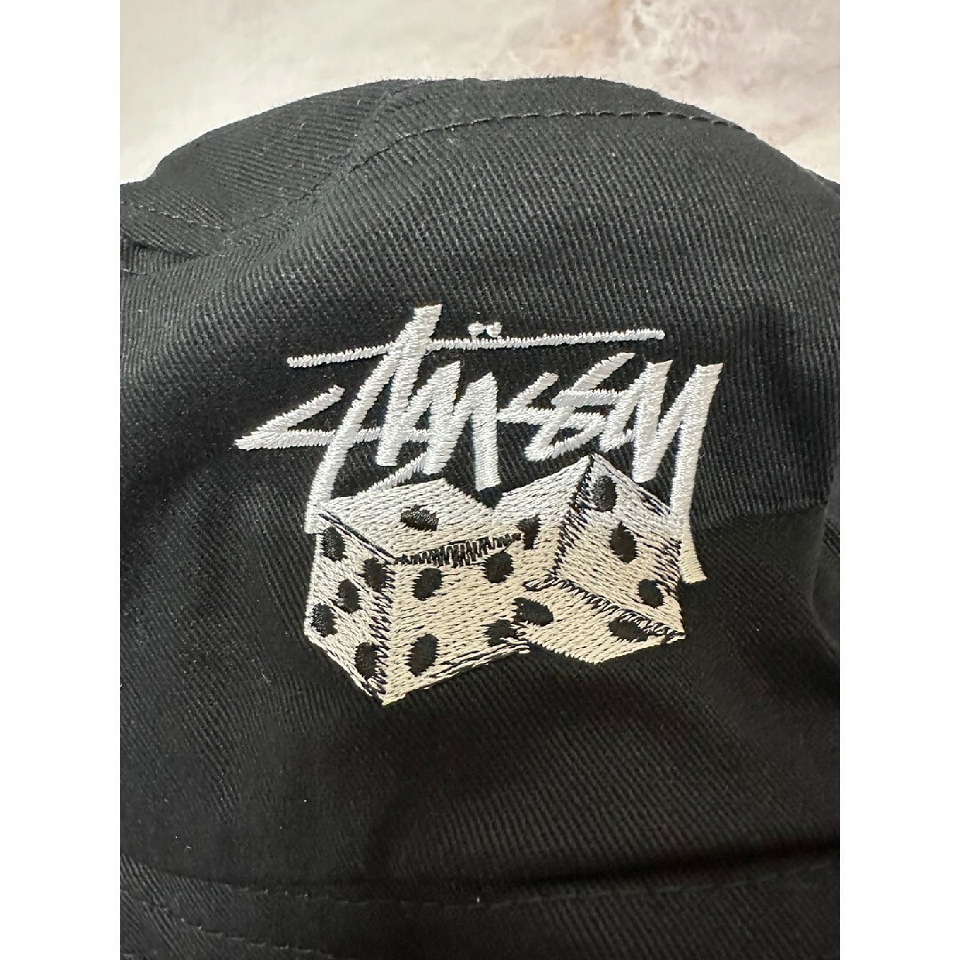 帽子Stussy フォントロゴ サイコロ バケットハット ブラック