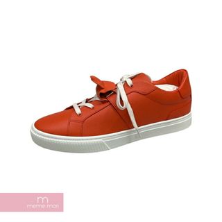 エルメス(Hermes)のHERMES Day Sneakers H232877ZH94430 エルメス デイスニーカー ローカット ケリーバックル カーフスキン レザー切替 オレンジ×ホワイト サイズ43 【240111】【中古-A】【me04】(スニーカー)