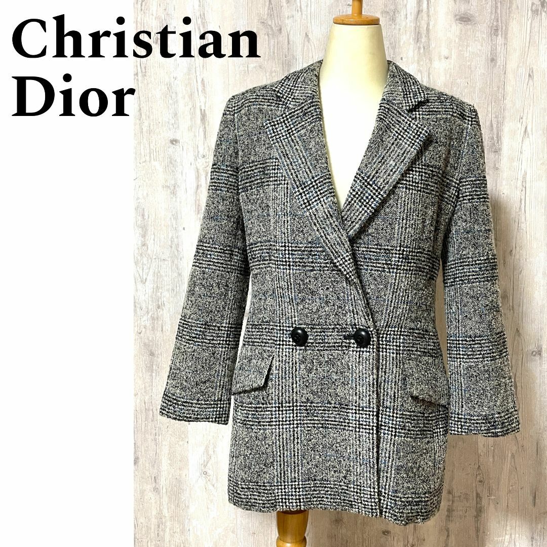 Christian Dior(クリスチャンディオール)の希少良品【Christian Dior】ヴィンテージ ダブル ツイードジャケット レディースのジャケット/アウター(テーラードジャケット)の商品写真