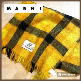 マルニ(Marni)の【 美品 】  マルニ MARNI モヘヤ チェック ストール 大判 ポンチョ(ストール/パシュミナ)