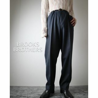 ブルックスブラザース(Brooks Brothers)の【ブルックスブラザーズ】ワイドストレート コットン スラックス 濃紺 W36(スラックス)