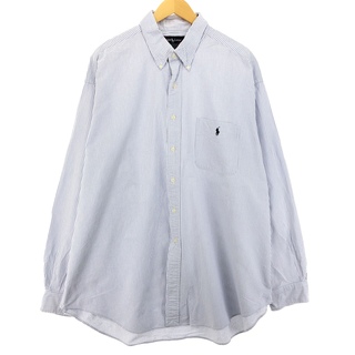 ラルフローレン(Ralph Lauren)の古着 ラルフローレン Ralph Lauren POLO by Ralph Lauren The big shirt 長袖 ボタンダウンストライプシャツ メンズXXL /eaa409467(シャツ)