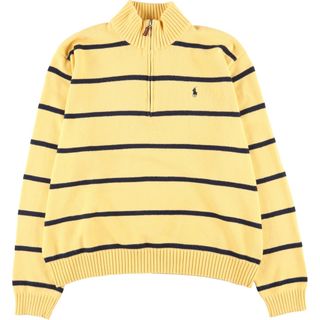 ラルフローレン(Ralph Lauren)の古着 ラルフローレン Ralph Lauren POLO by Ralph Lauren ボーダー柄 コットンニットハーフジップセーター メンズXL /eaa409882(ニット/セーター)