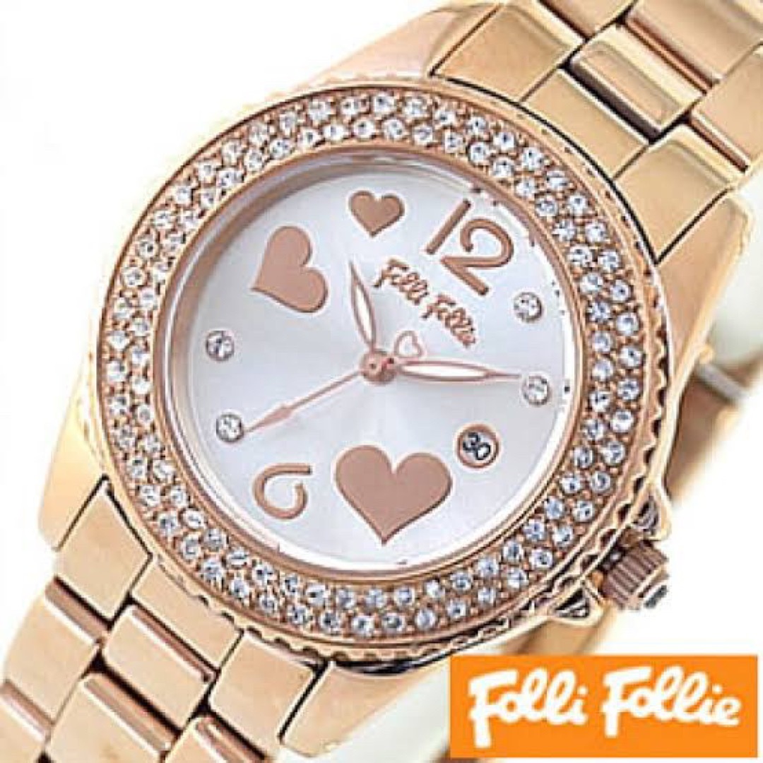 Folli Follie(フォリフォリ)のフォリフォリ Folli Follie ハート ピンクゴールド キラキラ 腕時計 レディースのファッション小物(腕時計)の商品写真