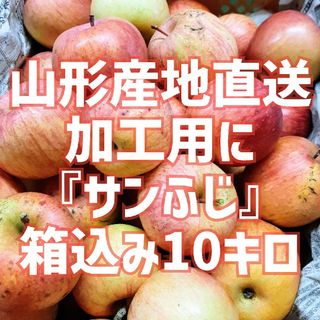 新春セール！数量限定！山形直送 【加工用】『サンふじ』箱込10キロ  除草剤不使(フルーツ)