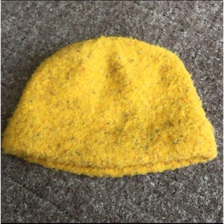 モコモコ 可愛い ニット帽子 ニットキャップ ベビーキッズ帽子 黄色オレンジ(帽子)