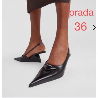 プラダ(PRADA)のprada プラダ スリングバック パンプス ブラック 36(ハイヒール/パンプス)