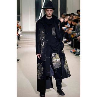 その他Yohji Yamamoto ヨウジヤマモト ウール100% テーパード ラップ パンツ sizeS/紺 ◇■◎メンズ