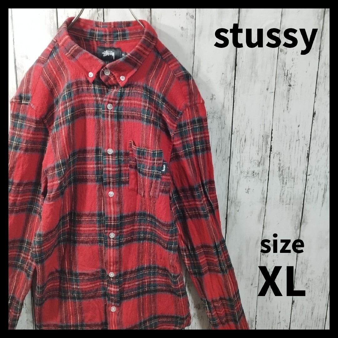 STUSSY(ステューシー)の【stussy】チェック柄ウールシャツ　長袖　ボタンダウン　秋冬　ネルシャツ メンズのトップス(シャツ)の商品写真