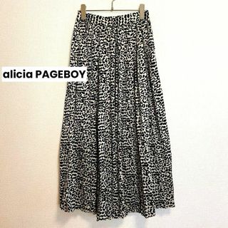 ページボーイ(PAGEBOY)のst296 alicia PAGEBOY 艶感ベージュレオパードプリーツスカート(ロングスカート)