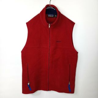 パタゴニア(patagonia)の90s　アメリカ製　パタゴニア　シンチラ　フリースベスト　廃盤　刺繍　レッド　S(ベスト)