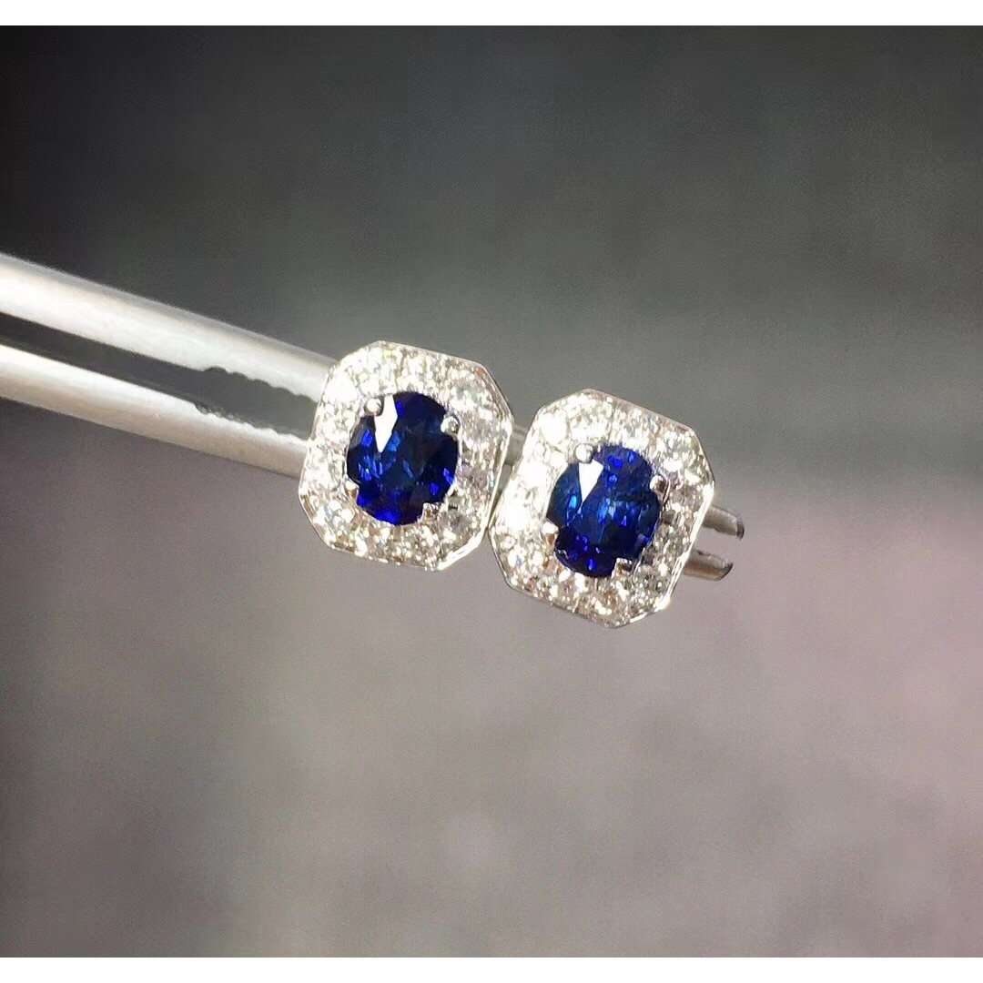 トルマリン⭐天然 ロイヤルブルーサファイア ダイヤ ピアス k18WG 0.77ct