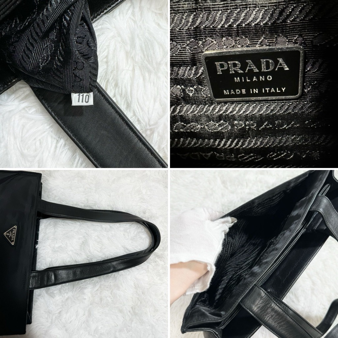 リユースKs美品✨PRADA プラダ　トートバッグ　テスートナイロン×レザー　三角ロゴ