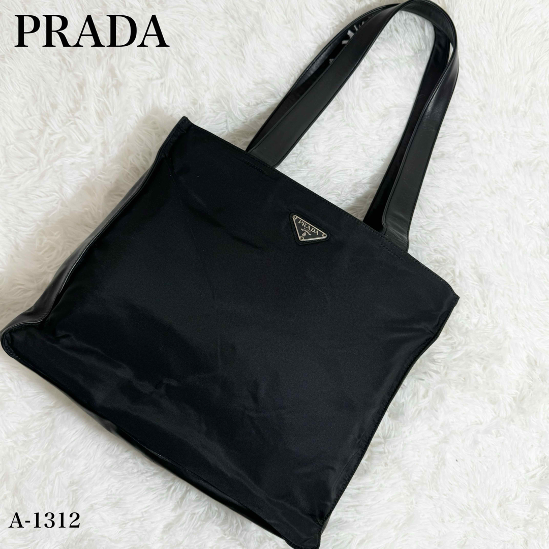 リユースKs美品✨PRADA プラダ　トートバッグ　テスートナイロン×レザー　三角ロゴ