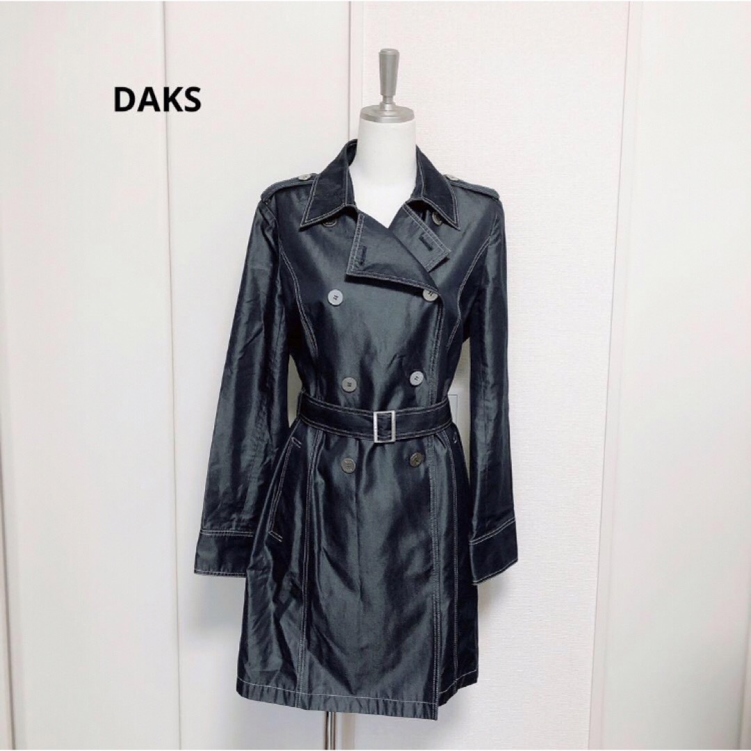 DAKS - 美品 DAKS ダックス デニム調 シルク ベルト トレンチコート 42 ...