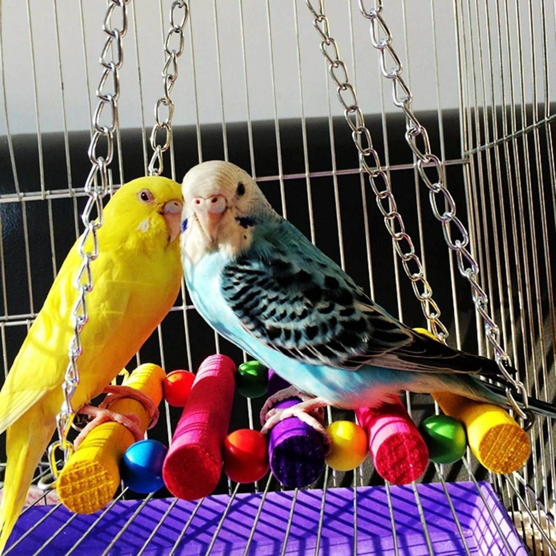 インコ おもちゃ 7点セット 鳥のおもちゃ ブランコ ロープ 鈴 止まり木 吊り その他のペット用品(鳥)の商品写真