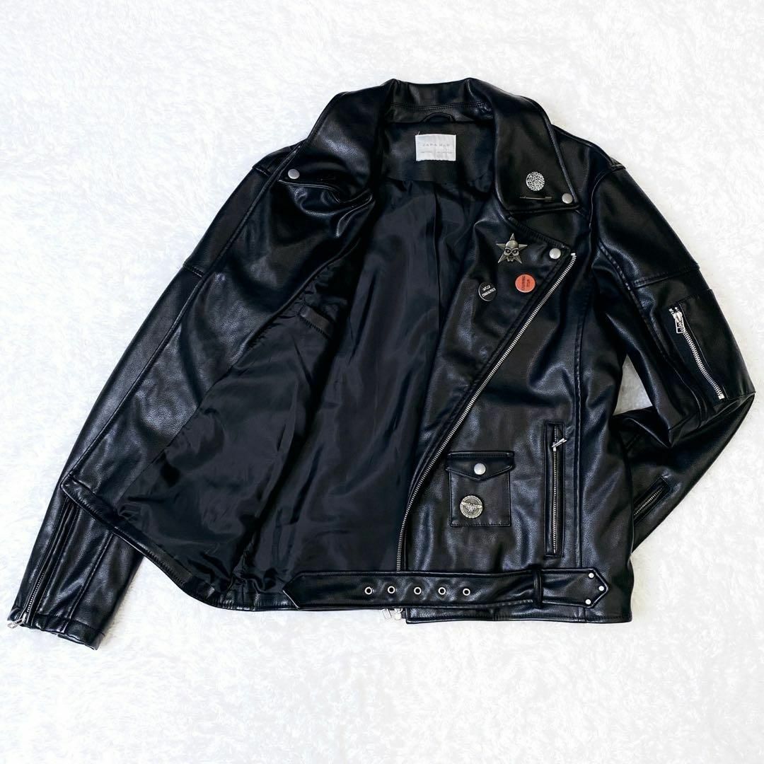 ZARA(ザラ)の【激レア】ZARA ザラ マン スタッズ ダブルライダース L XL スカル メンズのジャケット/アウター(ライダースジャケット)の商品写真