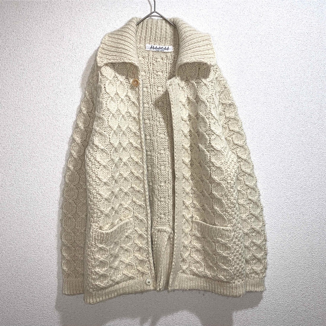 VINTAGE(ヴィンテージ)の90s ヴィンテージ古着⭐︎肉厚 アラン フィッシャーマン ジップニット メンズのトップス(ニット/セーター)の商品写真