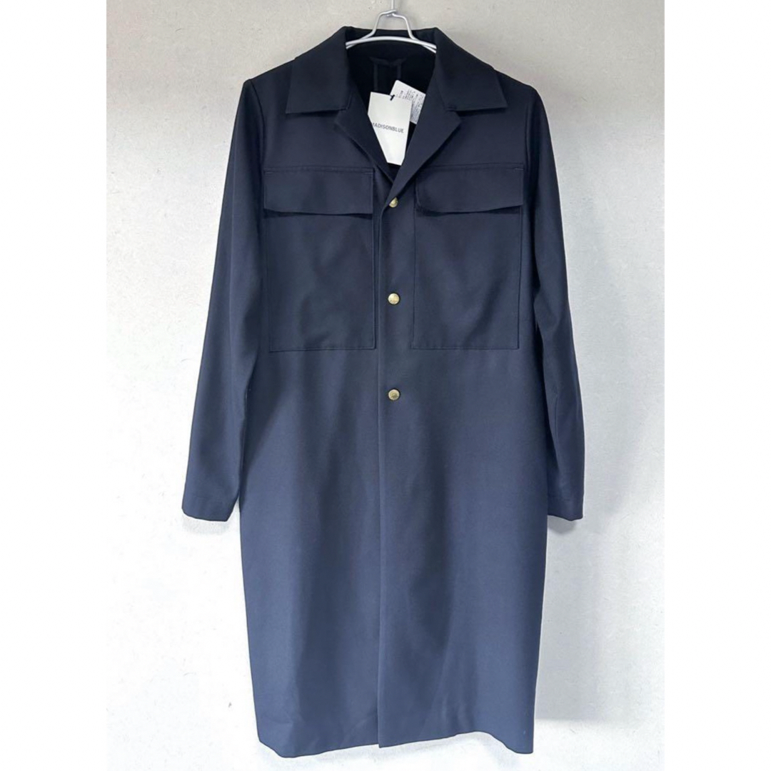 【新品】MADISONBLUE 定価10万 ウール ロングシャツ 金ボタン 00✿カラーNAVY