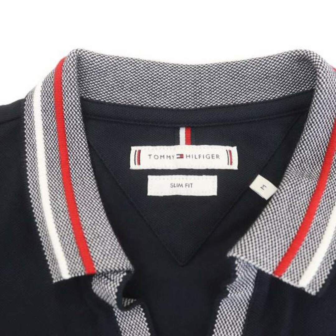 TOMMY HILFIGER(トミーヒルフィガー)のトミーヒルフィガー ポロシャツ オープンカラー Vネック 半袖 鹿の子 M 紺 レディースのトップス(ポロシャツ)の商品写真