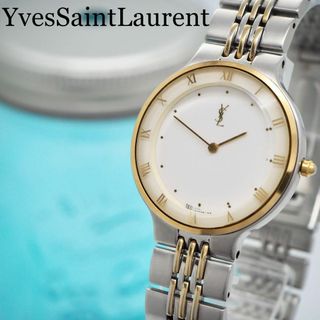 イヴサンローラン(Yves Saint Laurent)の361 イヴサンローラン時計　メンズ腕時計　カットガラス　希少デザイン　ホワイト(腕時計(アナログ))