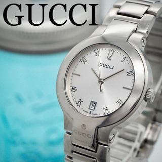 グッチ(Gucci)の457【美品】グッチ時計　箱付き　メンズ腕時計　シルバー　デイト　カレンダー付き(腕時計(アナログ))