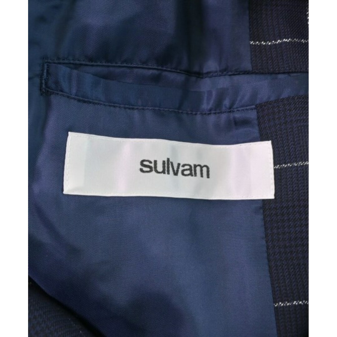 sulvam(サルバム)のsulvam サルバム チェスターコート S 紺xシルバー(チェック) 【古着】【中古】 メンズのジャケット/アウター(チェスターコート)の商品写真