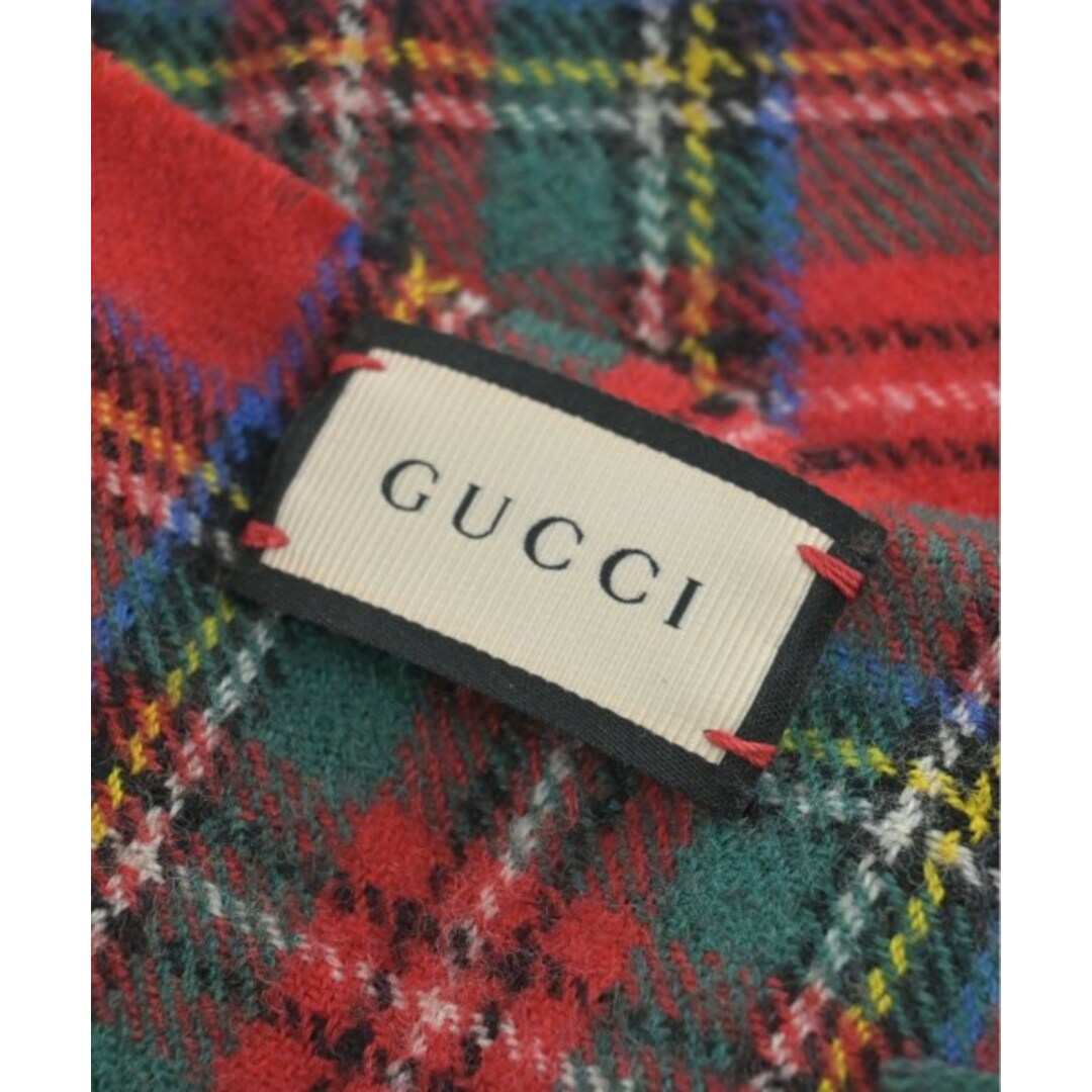 Gucci(グッチ)のGUCCI グッチ ストール - 赤x緑x白等(チェック) 【古着】【中古】 レディースのファッション小物(ストール/パシュミナ)の商品写真