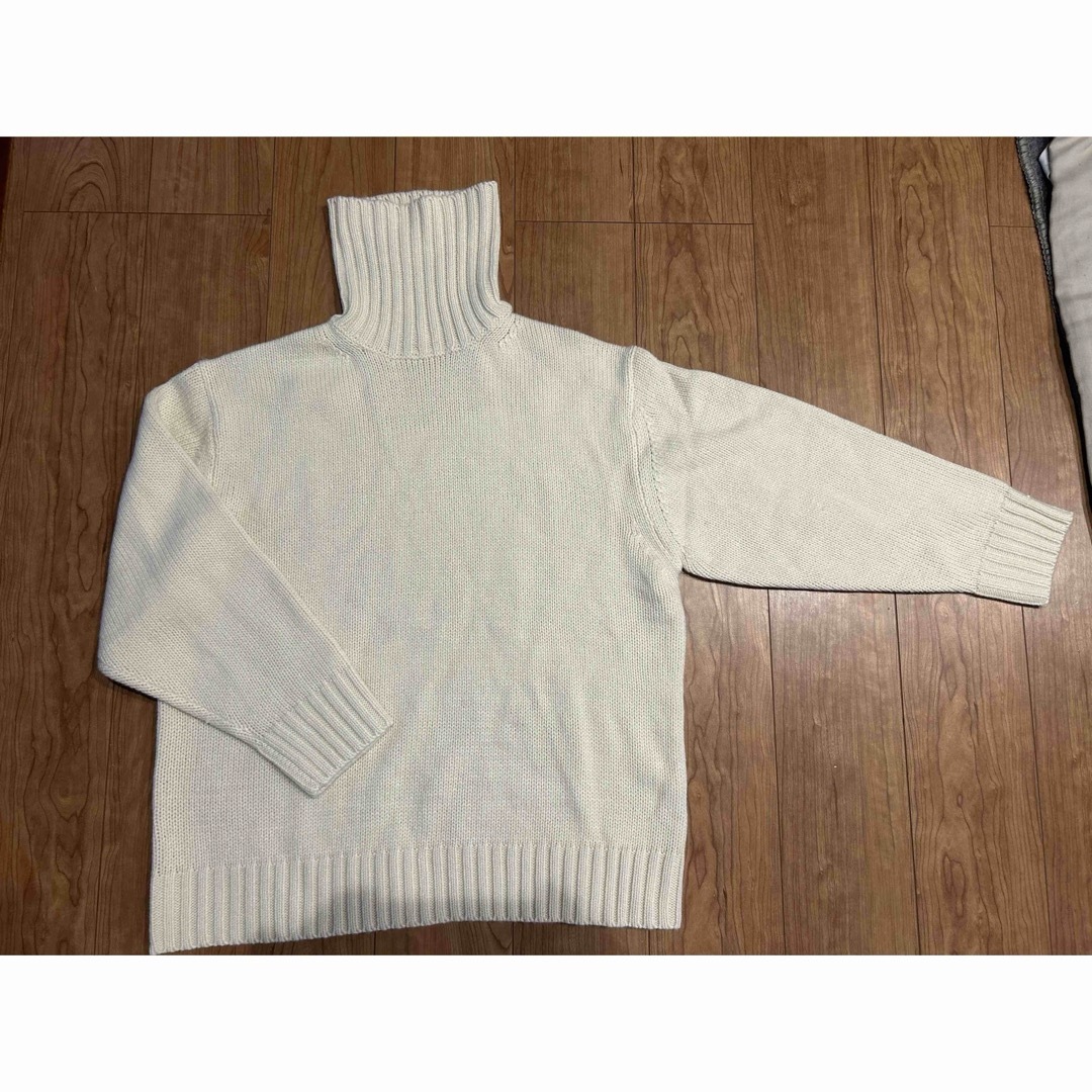 GU(ジーユー)の（GU）メンズ ローゲージタートルネックセーター(長袖) オフホワイト XL メンズのトップス(ニット/セーター)の商品写真