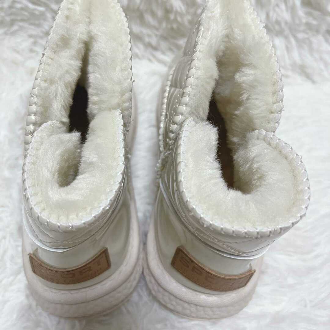 24cm 極暖 裏起毛 ムートンブーツ キルティング ホワイト N521 レディースの靴/シューズ(ブーツ)の商品写真