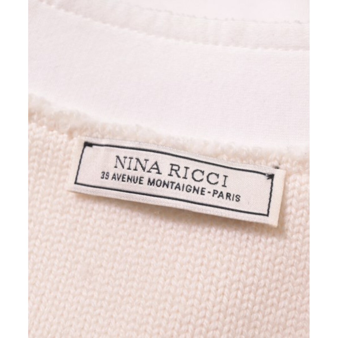 NINA RICCI(ニナリッチ)のNINA RICCI ニナリッチ カーディガン 38(S位) 白xベージュ 【古着】【中古】 レディースのトップス(カーディガン)の商品写真