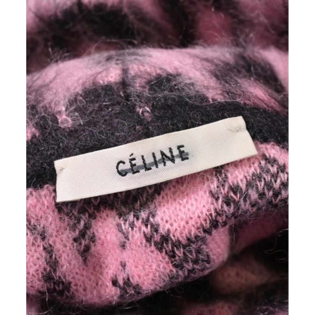 celine(セリーヌ)のCELINE セリーヌ ニット・セーター M ピンクx黒(豹柄) 【古着】【中古】 レディースのトップス(ニット/セーター)の商品写真