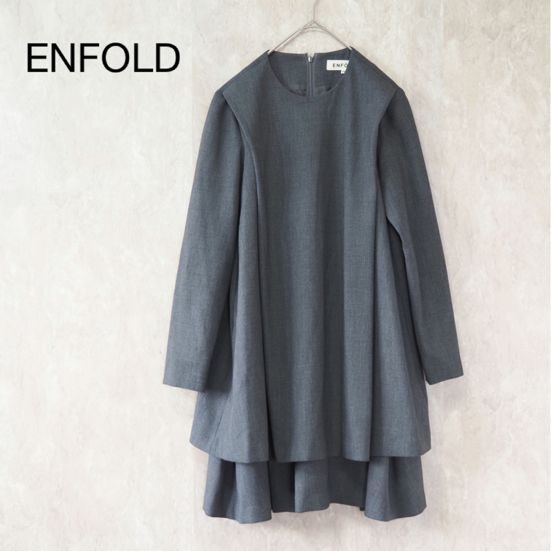ENFOLD 2015AW ダブルクロス ストレッチレイヤードワンピースLeapのENFOLD
