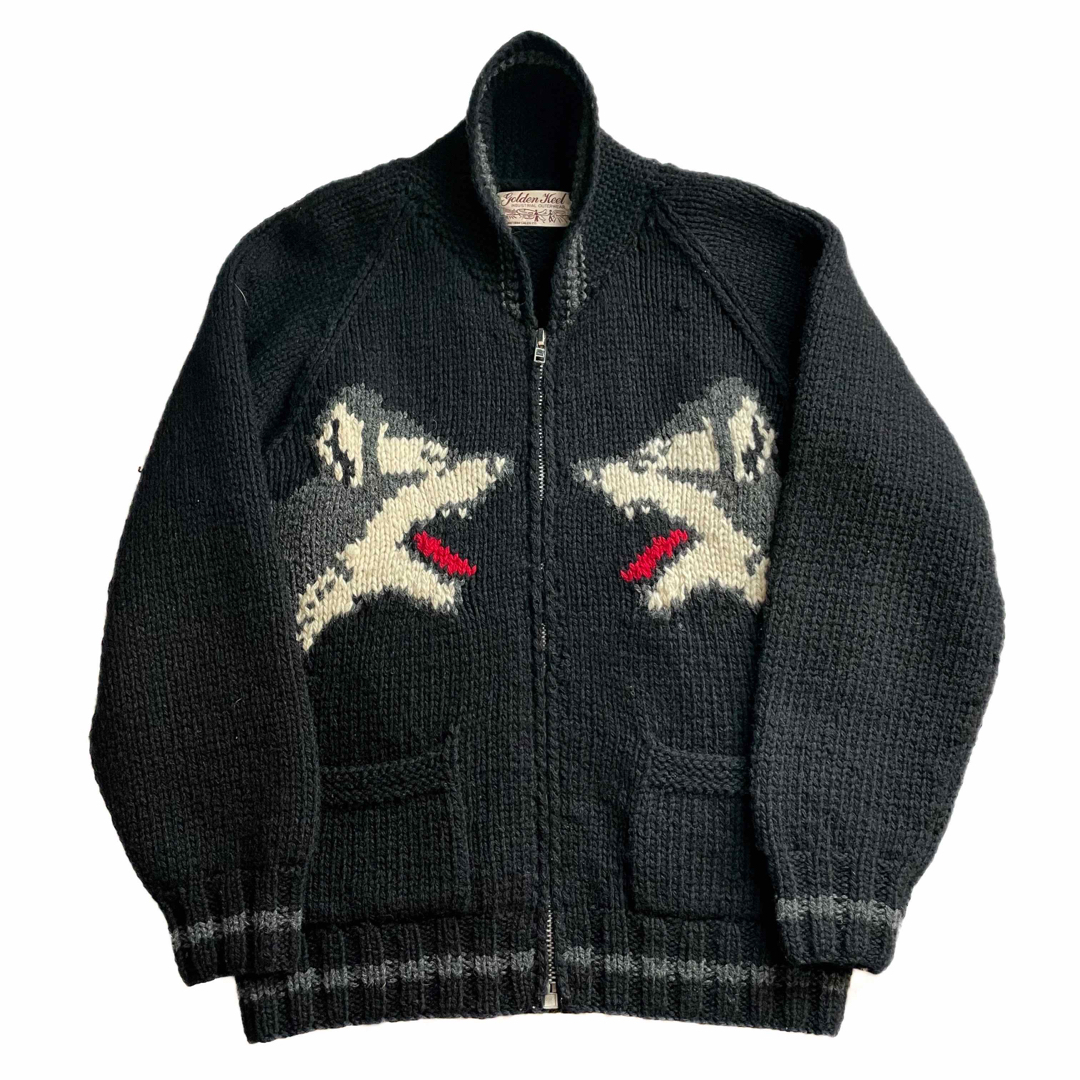 ニット/セーター希少 Vintage Cowichan Sweater Black Wolf