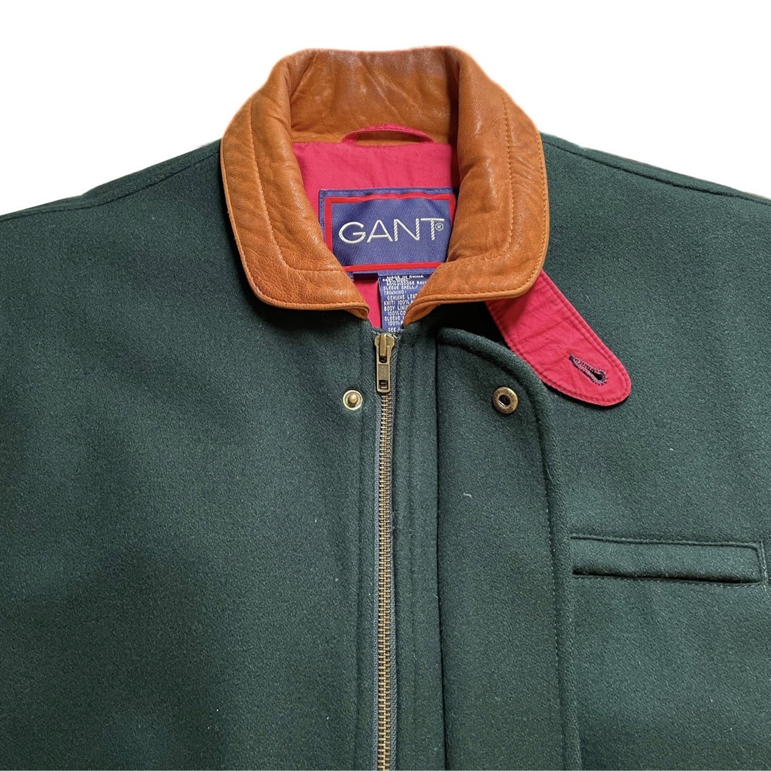 90s GANT Vintage Leather Stadium Jacket メンズのジャケット/アウター(ブルゾン)の商品写真