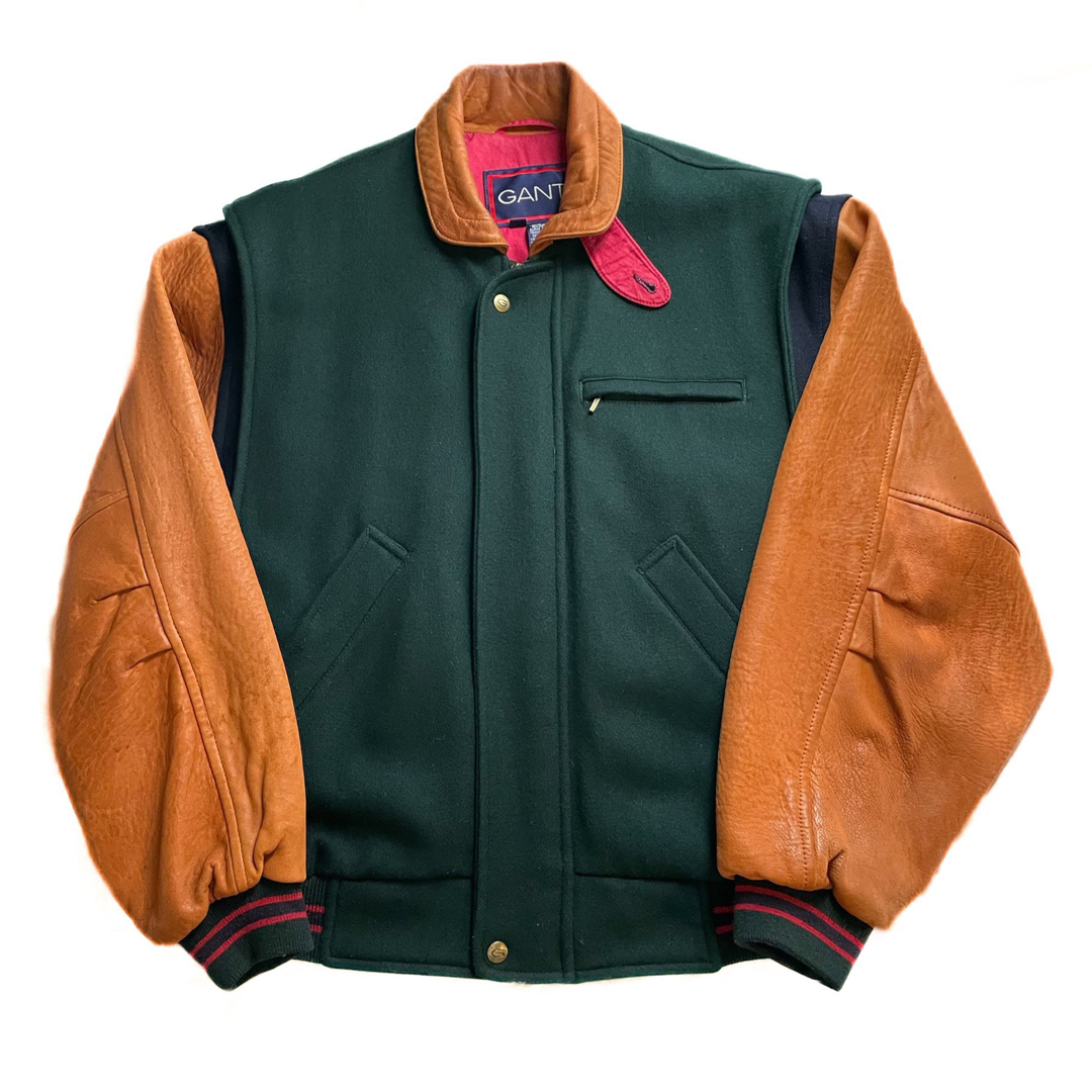 90s GANT Vintage Leather Stadium Jacket メンズのジャケット/アウター(ブルゾン)の商品写真