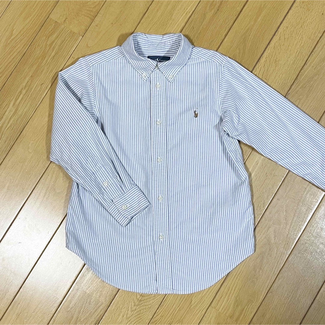 Ralph Lauren(ラルフローレン)の【120】ラルフローレン　長袖シャツ　ストライプ柄　ブルー　白 キッズ/ベビー/マタニティのキッズ服男の子用(90cm~)(ブラウス)の商品写真