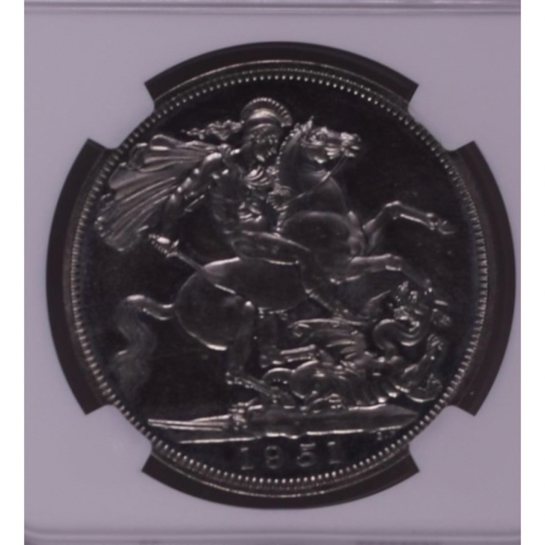 1951 英国際記念 クラウン 白銅貨 ジョージ6世と聖ジョージの竜退治白銅貨