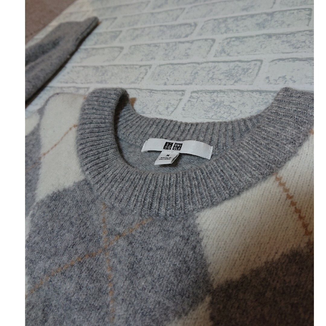 UNIQLO(ユニクロ)のプレミアムラムウールセーター☆アーガイル レディースのトップス(ニット/セーター)の商品写真