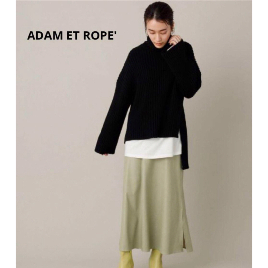 Adam et Rope'(アダムエロぺ)のADAM ET ROPE'  リブ編み タートルニットプルオーバー  レディースのトップス(Tシャツ(長袖/七分))の商品写真