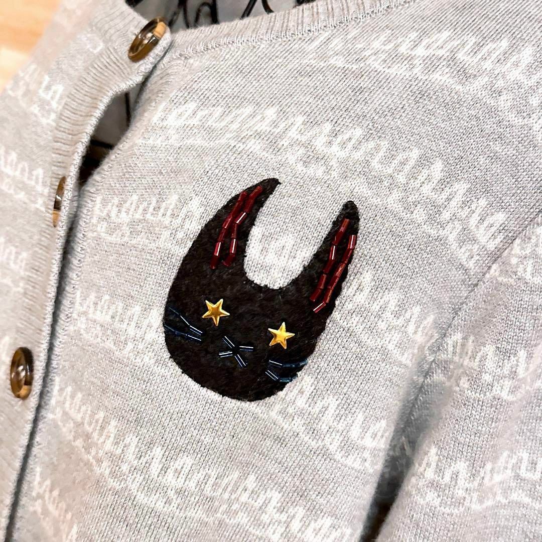 【スカラー】ウール アンゴラ カーディガン 猫 ネコ ビジュー 刺繍 M グレー6pRのレディースはこちら