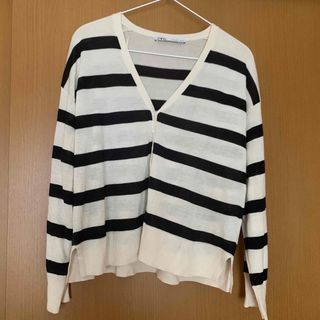 ザラ(ZARA)の【美品】ZARA カーディガンボーダー　S(カーディガン)