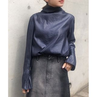 アメリヴィンテージ(Ameri VINTAGE)のkuku様専用AmeriVINTAGE★HIGH NECK BLOUSEネイビー(シャツ/ブラウス(長袖/七分))