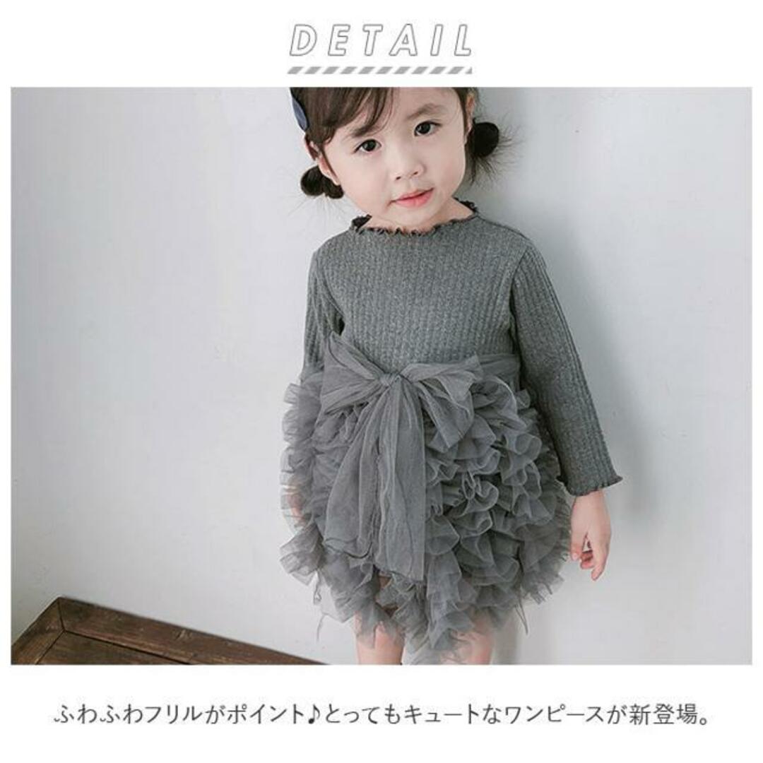 【並行輸入】ふわふわワンピース リボン 春秋 ykqzv113 キッズ/ベビー/マタニティのベビー服(~85cm)(セレモニードレス/スーツ)の商品写真