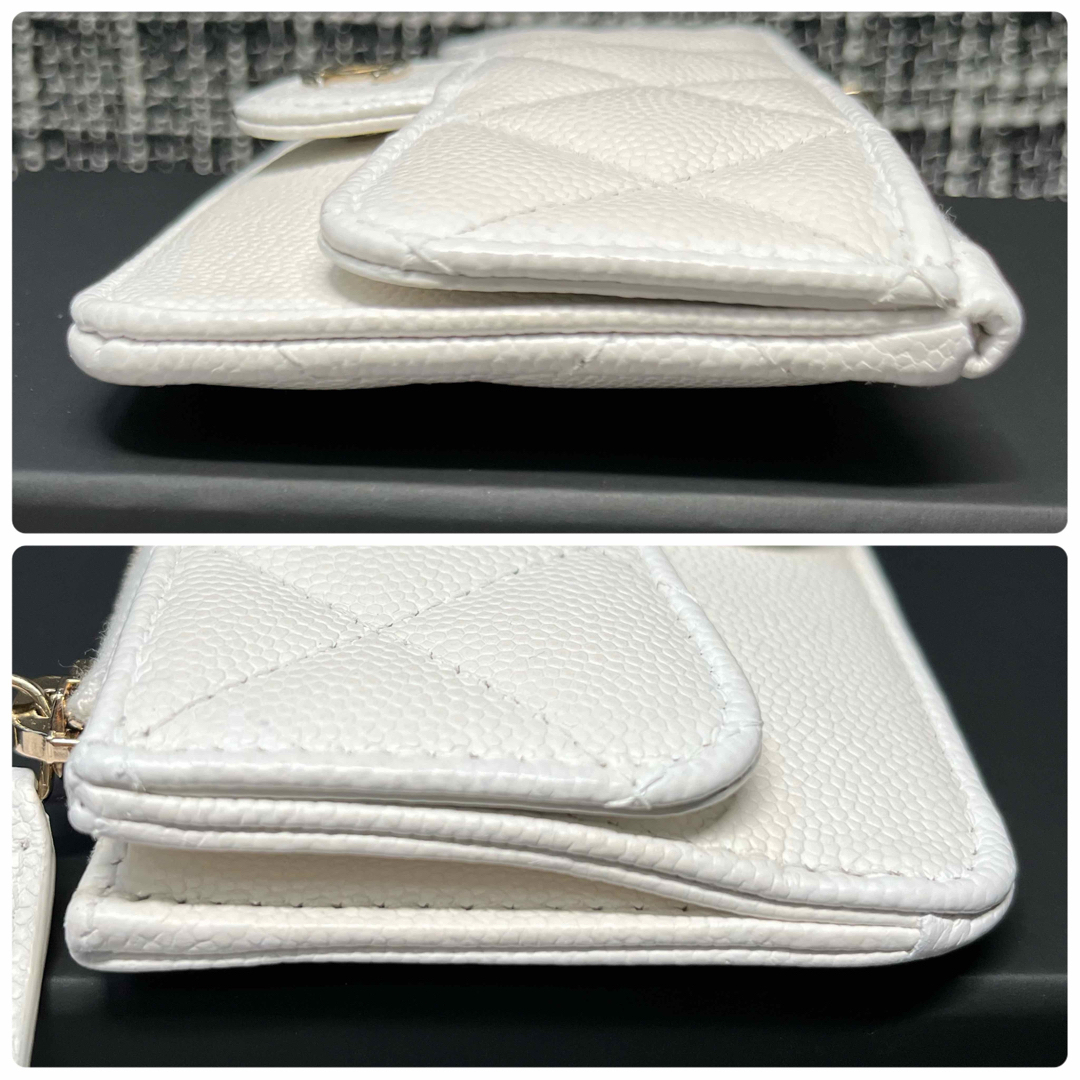 CHANEL - CHANEL フラグメントケース キャビアスキン ホワイトの CHANEL - CHANEL フラグメントケース キャビアスキン ホワイトの